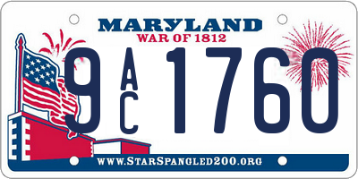 MD license plate 9AC1760