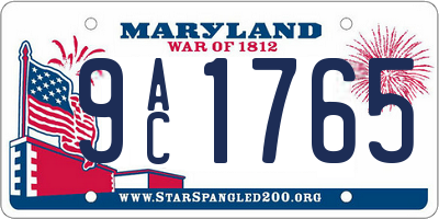 MD license plate 9AC1765