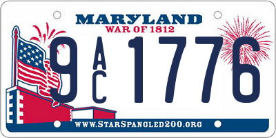 MD license plate 9AC1776
