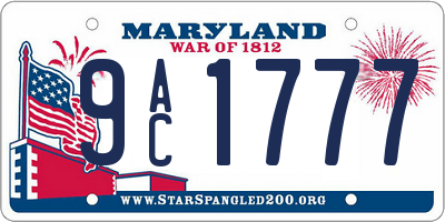 MD license plate 9AC1777