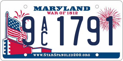 MD license plate 9AC1791