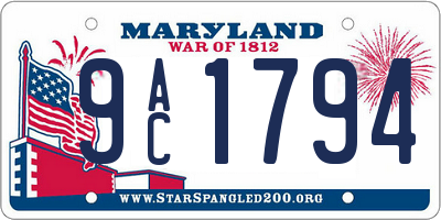 MD license plate 9AC1794