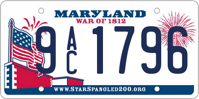MD license plate 9AC1796