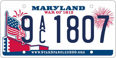 MD license plate 9AC1807