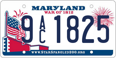 MD license plate 9AC1825
