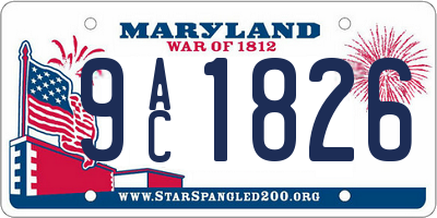 MD license plate 9AC1826