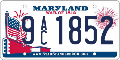 MD license plate 9AC1852