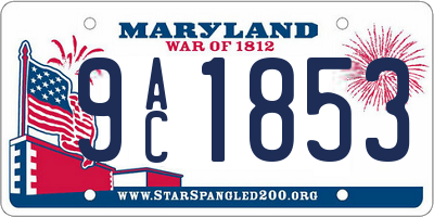 MD license plate 9AC1853