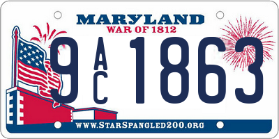 MD license plate 9AC1863