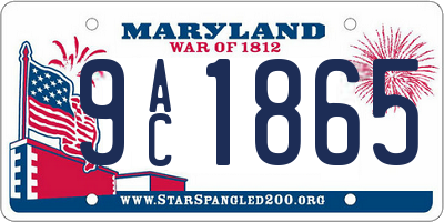 MD license plate 9AC1865