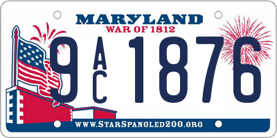MD license plate 9AC1876