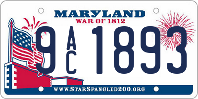 MD license plate 9AC1893