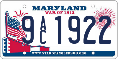 MD license plate 9AC1922