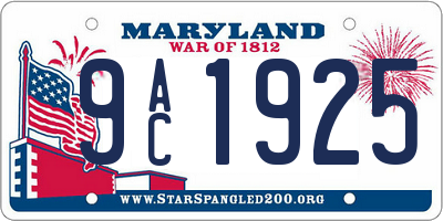 MD license plate 9AC1925