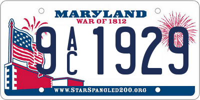 MD license plate 9AC1929