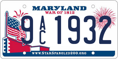 MD license plate 9AC1932