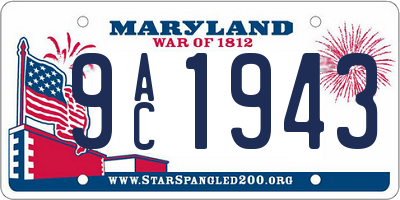 MD license plate 9AC1943