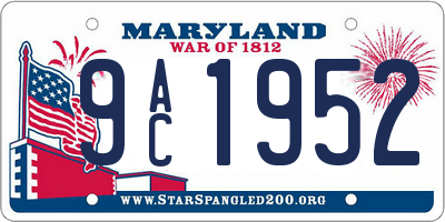 MD license plate 9AC1952