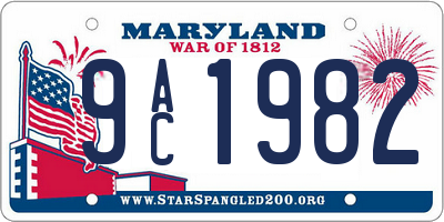 MD license plate 9AC1982