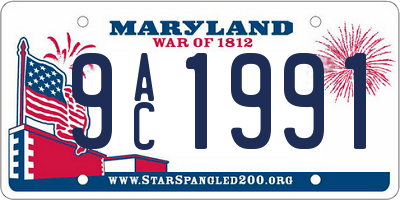 MD license plate 9AC1991