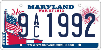 MD license plate 9AC1992