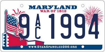 MD license plate 9AC1994