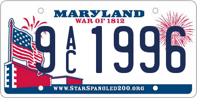 MD license plate 9AC1996
