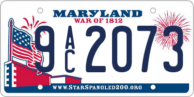 MD license plate 9AC2073