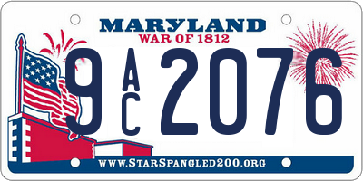 MD license plate 9AC2076