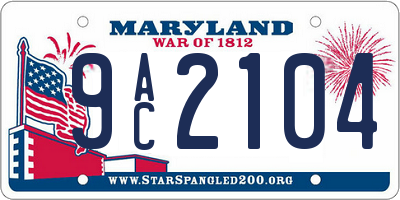MD license plate 9AC2104