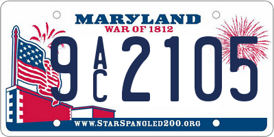 MD license plate 9AC2105