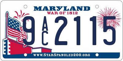 MD license plate 9AC2115
