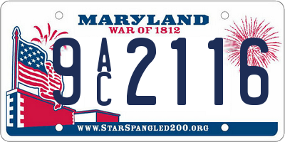 MD license plate 9AC2116