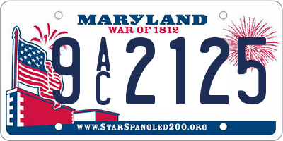 MD license plate 9AC2125