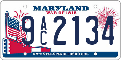 MD license plate 9AC2134