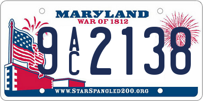 MD license plate 9AC2138
