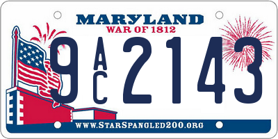 MD license plate 9AC2143