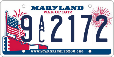 MD license plate 9AC2172