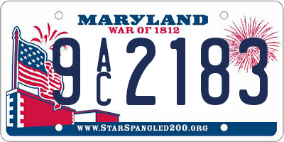 MD license plate 9AC2183
