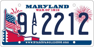 MD license plate 9AC2212