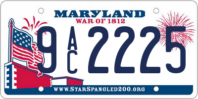 MD license plate 9AC2225