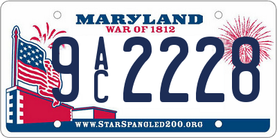 MD license plate 9AC2228