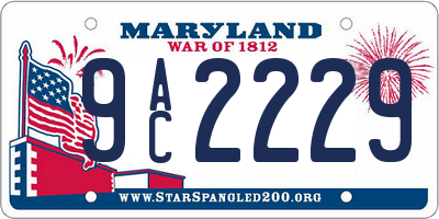 MD license plate 9AC2229