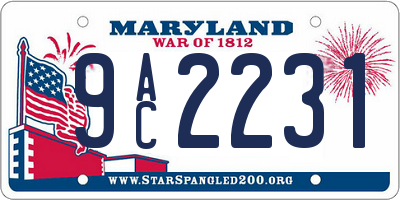 MD license plate 9AC2231