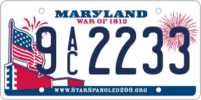 MD license plate 9AC2233