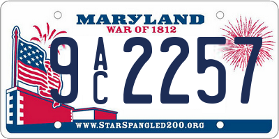 MD license plate 9AC2257