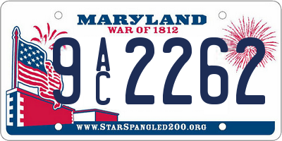 MD license plate 9AC2262