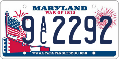 MD license plate 9AC2292