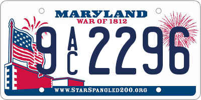 MD license plate 9AC2296