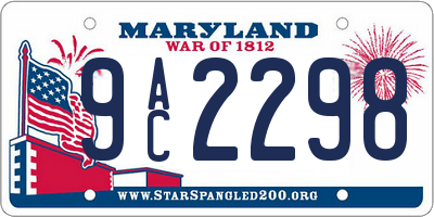 MD license plate 9AC2298